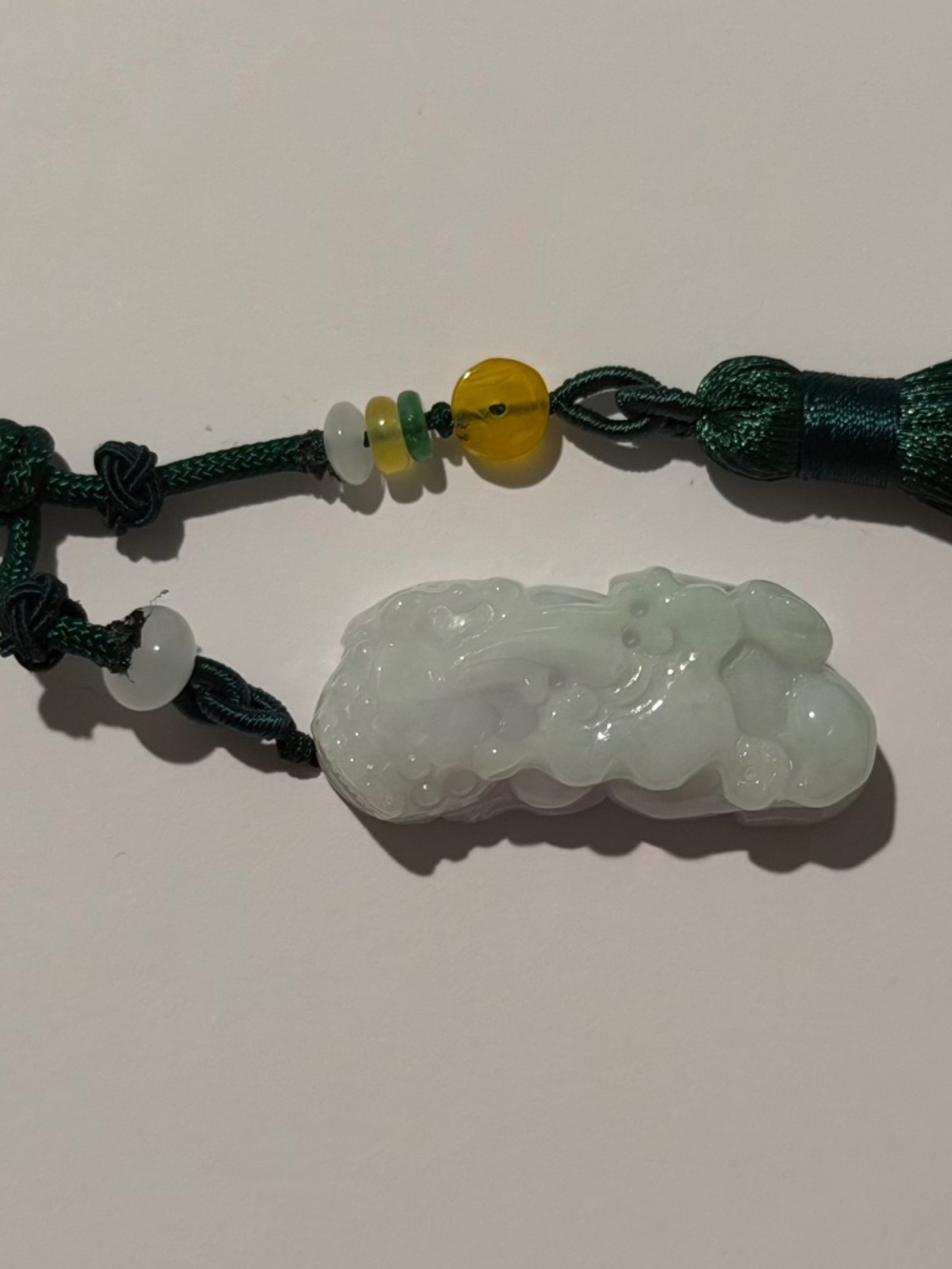 Jade Pixiu Bag or Car Charm with Green Tassel